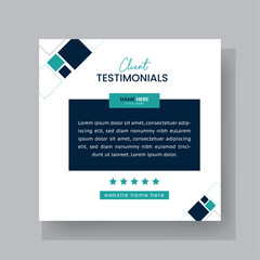 Client or Customer Testimonial Social Media Post Minimalist Design. Customer Service Feedback Review Post with Sage and Navy Blue Color Accent.
