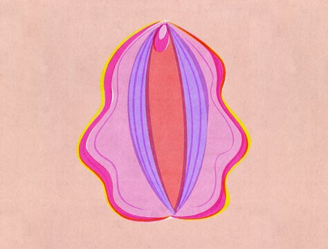 Retro whimsy vagina. Woman sex concept.