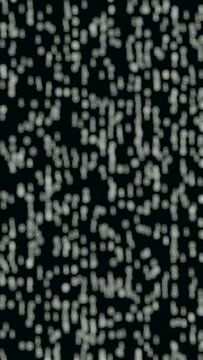 Abstract background with blurred defocused binary numbers. Digital technology cyberspace electronic backdrop. 4K vertical video animation 3d rendering.