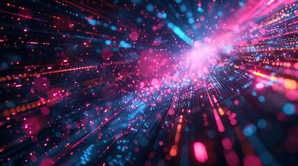 Obraz premium Abstract technology background showcasing high speed global data transfer, ultra-fast broadband connections, digital explosion, and cyber tech motion.