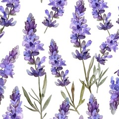 Seamless Lavender Watercolor Pattern for Design and Backgrounds