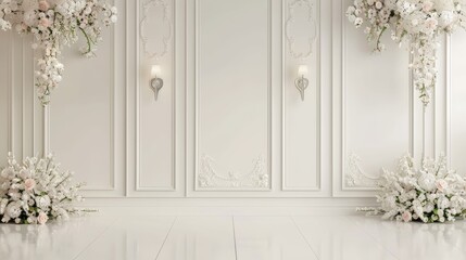 Classic luxury wedding ceremony backdrop interior wall background and copy space