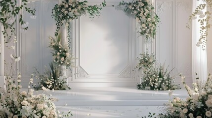 Classic luxury wedding ceremony backdrop interior wall background and copy space