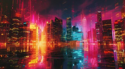 Fototapeta premium a dynamic and energetic noise texture background inspired by the electric hues of a neon-lit city skyline at night