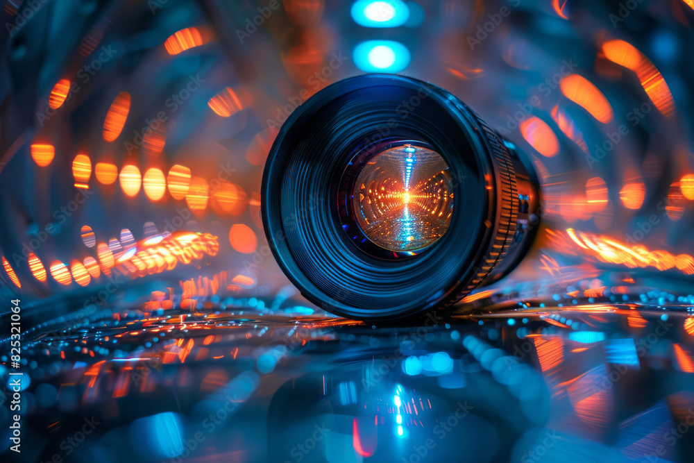 Aufkleber artistic depiction of a lens surrounded by radiating lines that create a sense of pulsating energy w