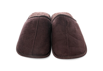 Pair of soft slippers isolated on white