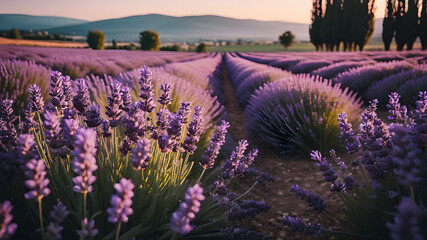 Obraz premium Field of lavender. Rural landscape. Flowers and nature.