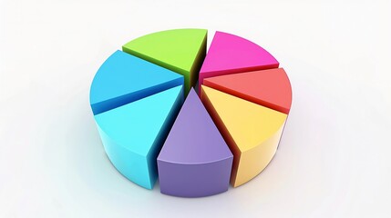 Obraz premium A 3D pie chart with colorful slices illustrates data proportions for business presentations