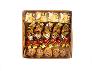 Snack box. Foodobx. Gastrobox. Catering. Appetizer. Isolated