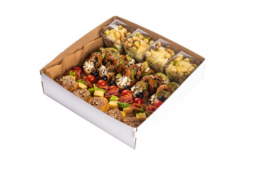 Snack box. Foodobx. Gastrobox. Catering. Appetizer. Isolated