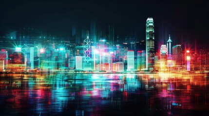 a dynamic and energetic noise texture background inspired by the electric hues of a neon-lit city skyline at night