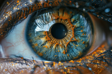 An eye with a clock as its pupil, symbolizing the perception of time and the importance of vision in daily life,