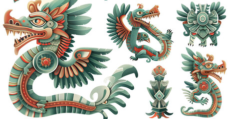 Naklejka premium tolteca god Quetzalcoatl ( The Feathered Serpent god,