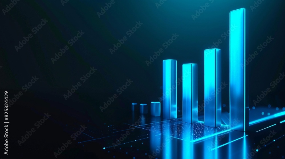 Poster a business chart on a computer screen showing financial data growth