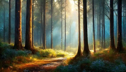 sunrise in the forest