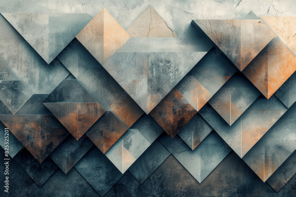 Poster abstract isometric background with layered pyramids in neutral tones,