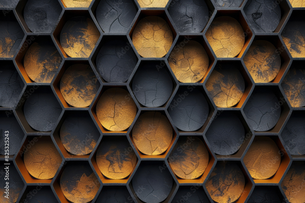 Poster seamless isometric pattern of overlapping circles creating a honeycomb effect,