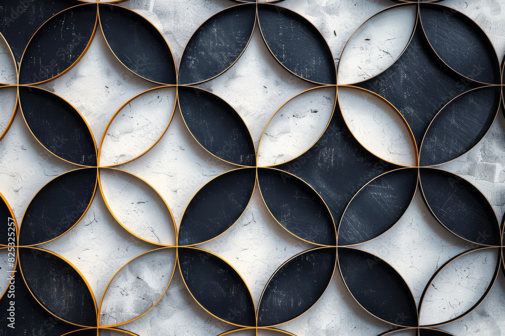 Poster seamless isometric pattern of overlapping circles creating a honeycomb effect,