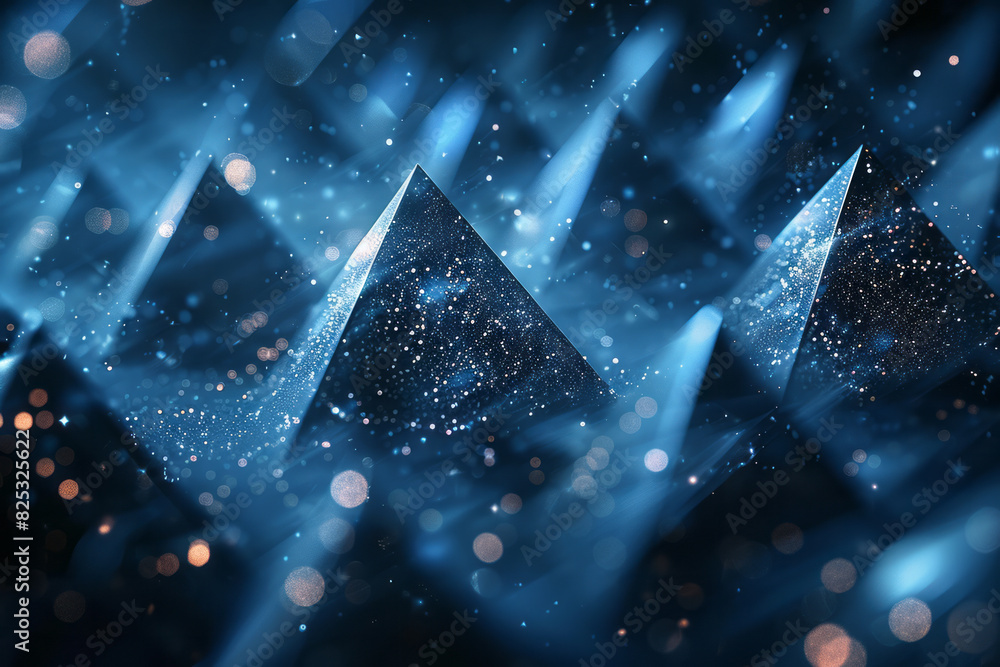 Poster seamless isometric pattern of floating triangles creating a dynamic, 3d effect,