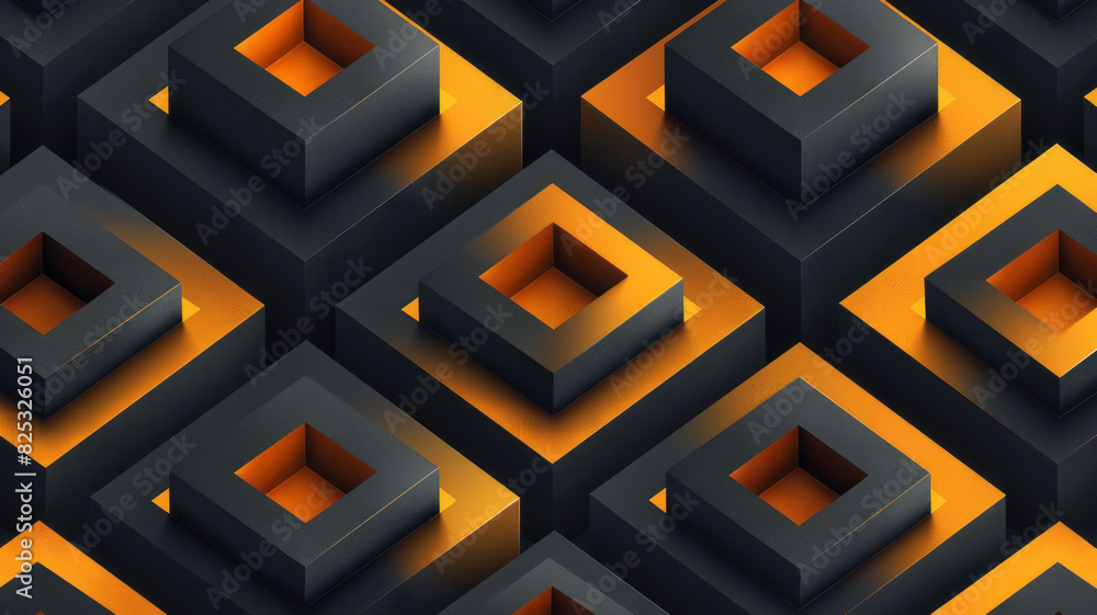 Poster seamless isometric pattern of layered squares creating a stepped, 3d effect,