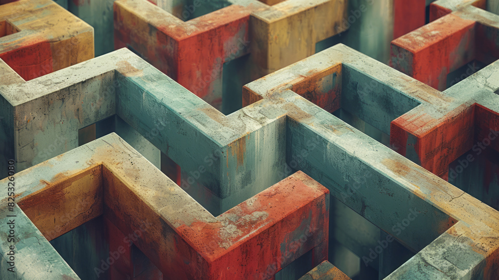 Aufkleber seamless isometric pattern of layered squares creating a stepped, 3d effect,