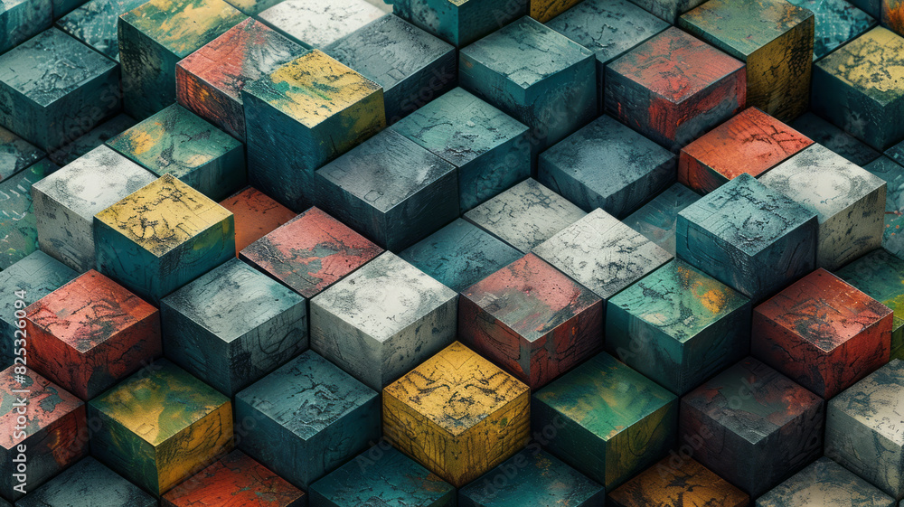 Aufkleber seamless isometric pattern of layered squares creating a stepped, 3d effect,