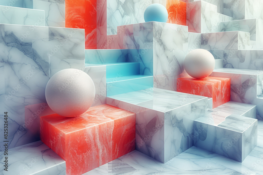 Poster abstract isometric background with overlapping spheres creating a 3d effect,