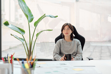 Relaxed coffee at business office