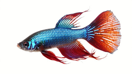 Beautifull colour Betta Fish isolated on white bakcground