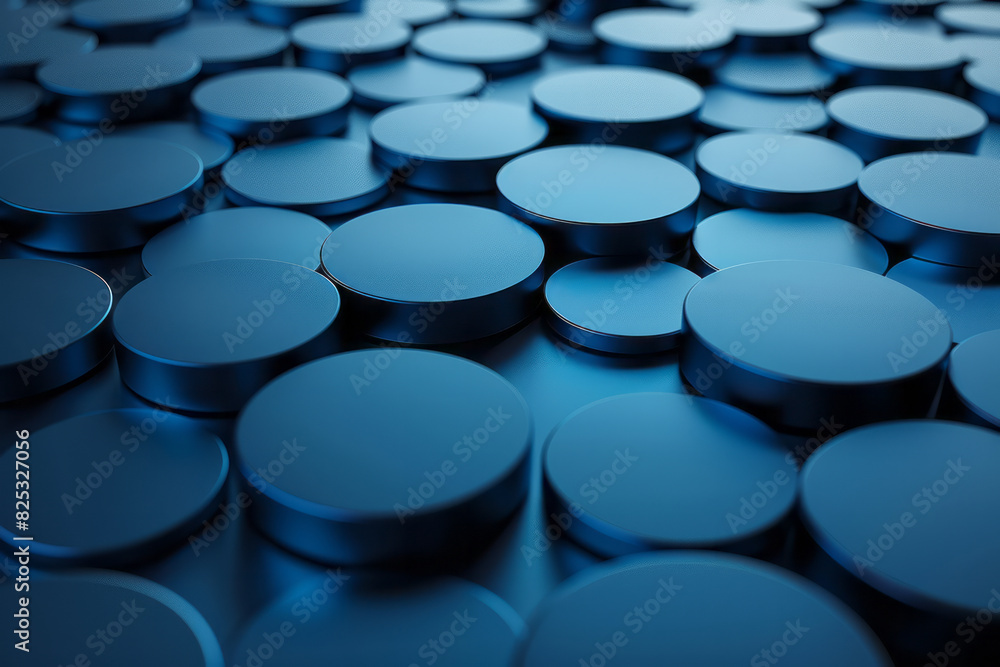 Poster seamless isometric pattern of floating disks creating a dynamic, 3d effect,