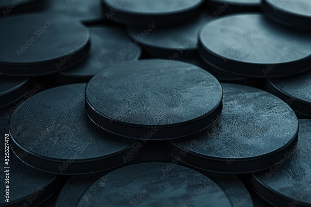 Poster seamless isometric pattern of layered circular plates creating a stepped, 3d effect,