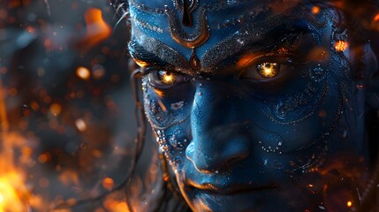 Intense Blue Warrior with Glod Eyes