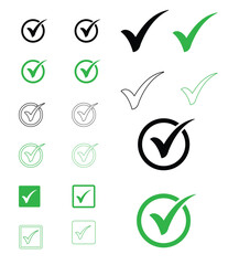 Green check mark icon. A drawing of a checkmark icon tick markA drawing of a checkmark icon tick mark