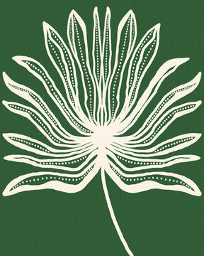 Minimal Palm Illustration In White And Green