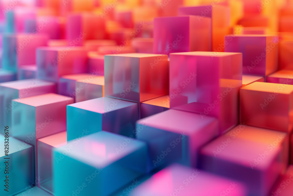 Aufkleber minimalist isometric design featuring floating rhombuses in a gradient of colors,