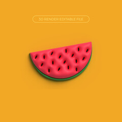 Watermelon Summer Icon 3d Render