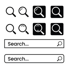 search icon magnifying glass vector sign isolated on white background