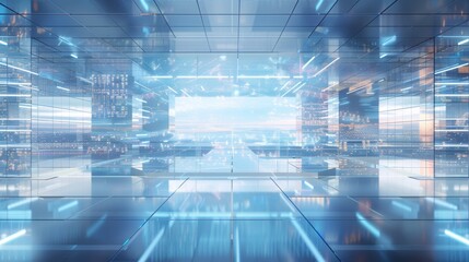 Dynamic High-Tech Industrial Control Room: Diverse Team Monitoring Real-Time Data and Holographic Interfaces