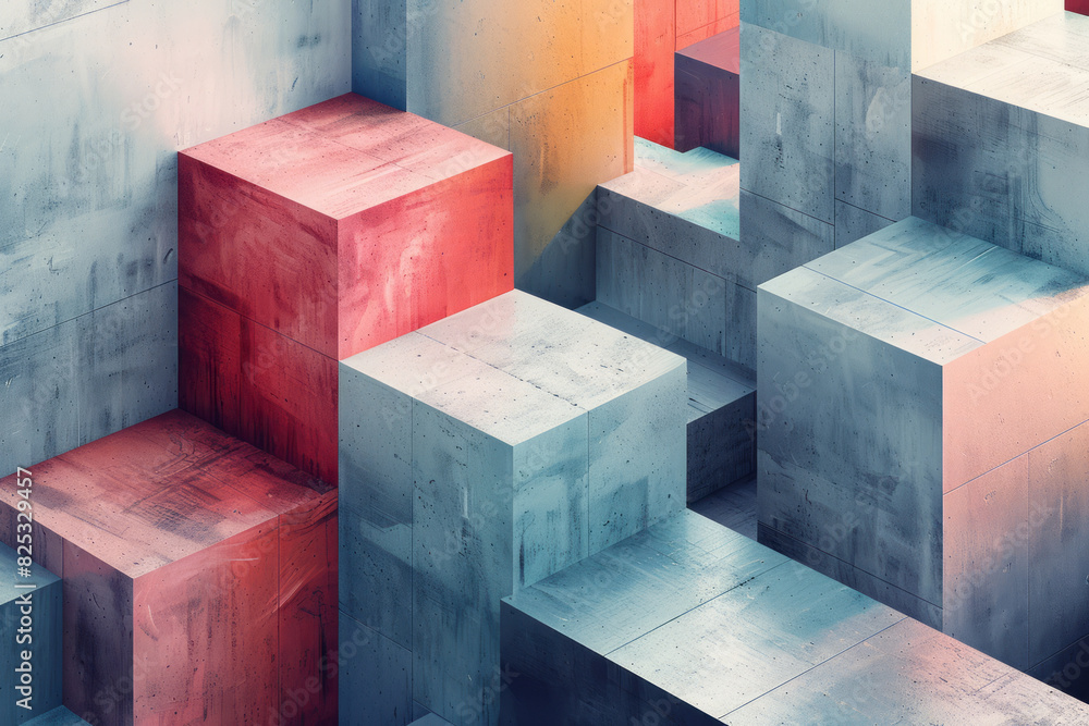 Aufkleber minimalist isometric design with tessellating rhombuses in a subtle color palette,