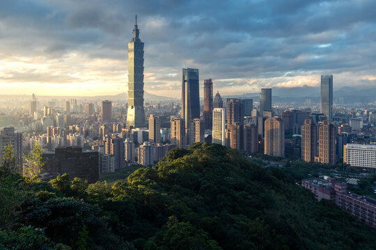 Taipei skyline at sunset