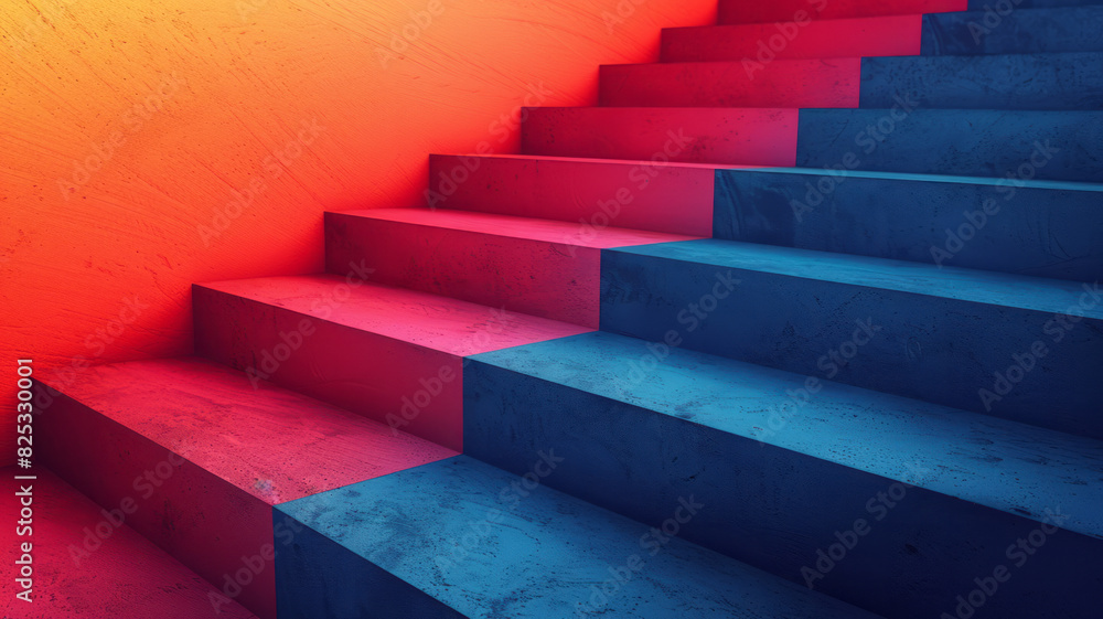 Leinwandbilder minimalist isometric design featuring floating parallel lines in a gradient of colors,