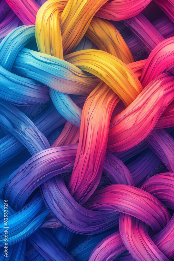 Poster seamless isometric pattern of interconnected lines in soft pastel colors,
