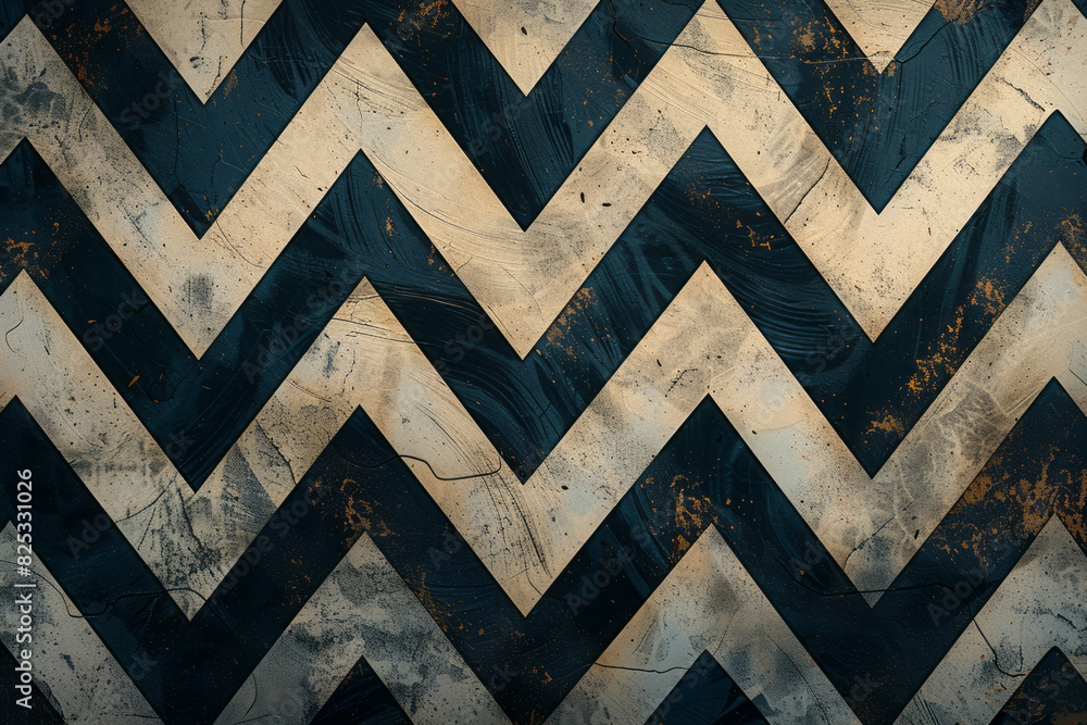 Poster abstract isometric background featuring floating zigzag lines in neutral shades,