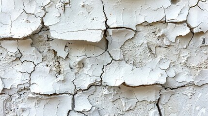 Obraz premium A close-up of peeling white paint on a wall with peeling paint chipping off