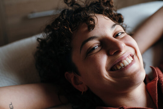 Positive young woman smiling portrait