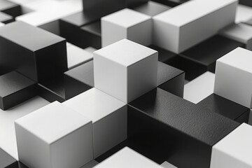 Minimalist isometric design with staggered cubes forming a ripple effect,