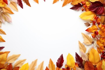 Frame made of autumn leaves, copy-space.