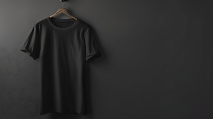 Black shirt hanging mockup isolated background