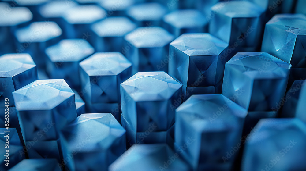 Poster seamless isometric pattern of interlocking cubes creating a honeycomb effect,