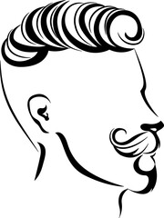 monochrome panno simple lines black decor interior barber man haircut shadow beared